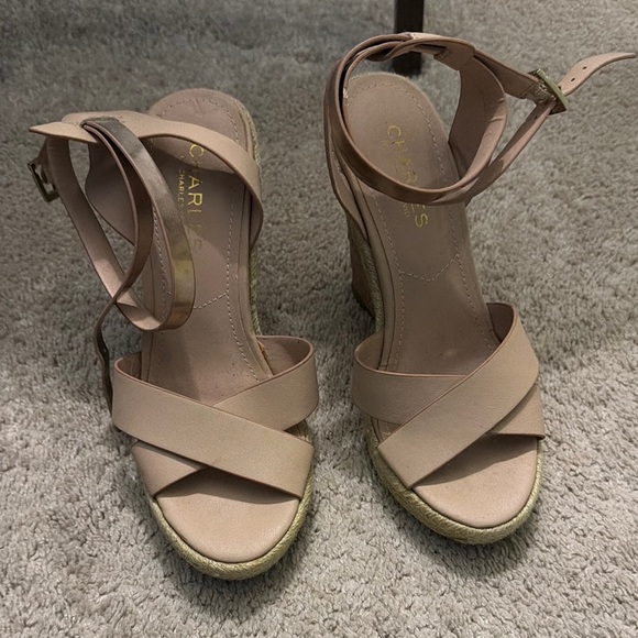 Charles By Charles David Shoes - Charles by Charles David Nude Pink Espadrille Wedge Sandals